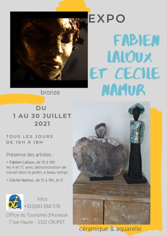 Affiche expo juillet 2021 OT Assesse   Mme Namur & M. Laloux