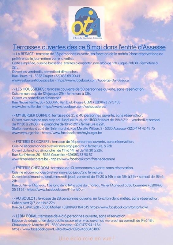 Réouverture terrasses   entité Assesse   08 05 2021